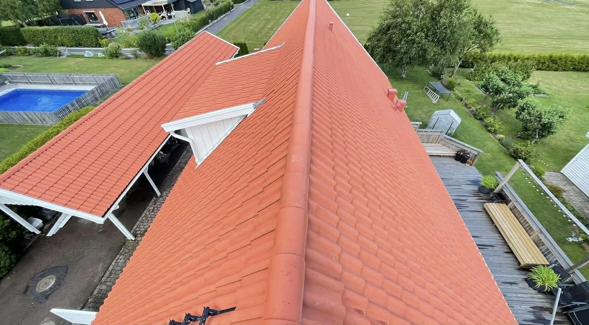 Takmålning, villatak före